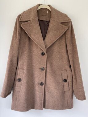 Calvin Klein Women’s Wool Blend Single Breasted Pea Coat Large